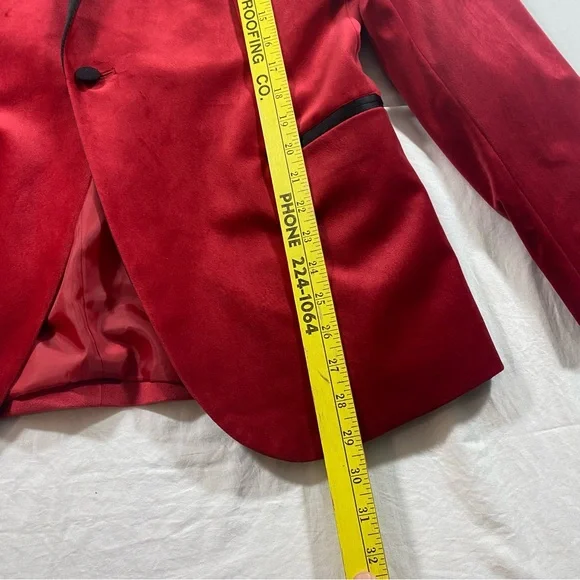 JF J.Ferrar Red and Black Tuxedo Jacket Christmas New year party - Picture 8 of 11